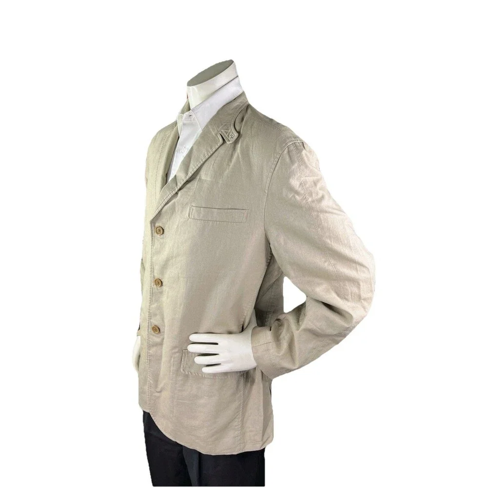 Tasso Elba Fitted Men XL Elbow Patch Linen Cotton Casual Summer Jacket Safari